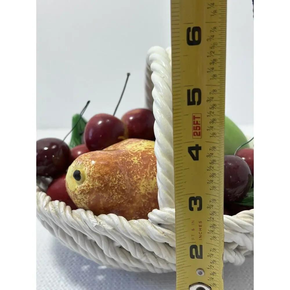 Vintage‎ 1980s MCM Centerpiece Bassano Italy Ceramic Hand-Painted Fruit Basket